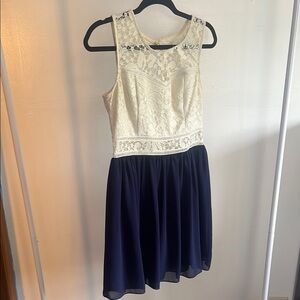 A. Byer Blue and Cream Dress